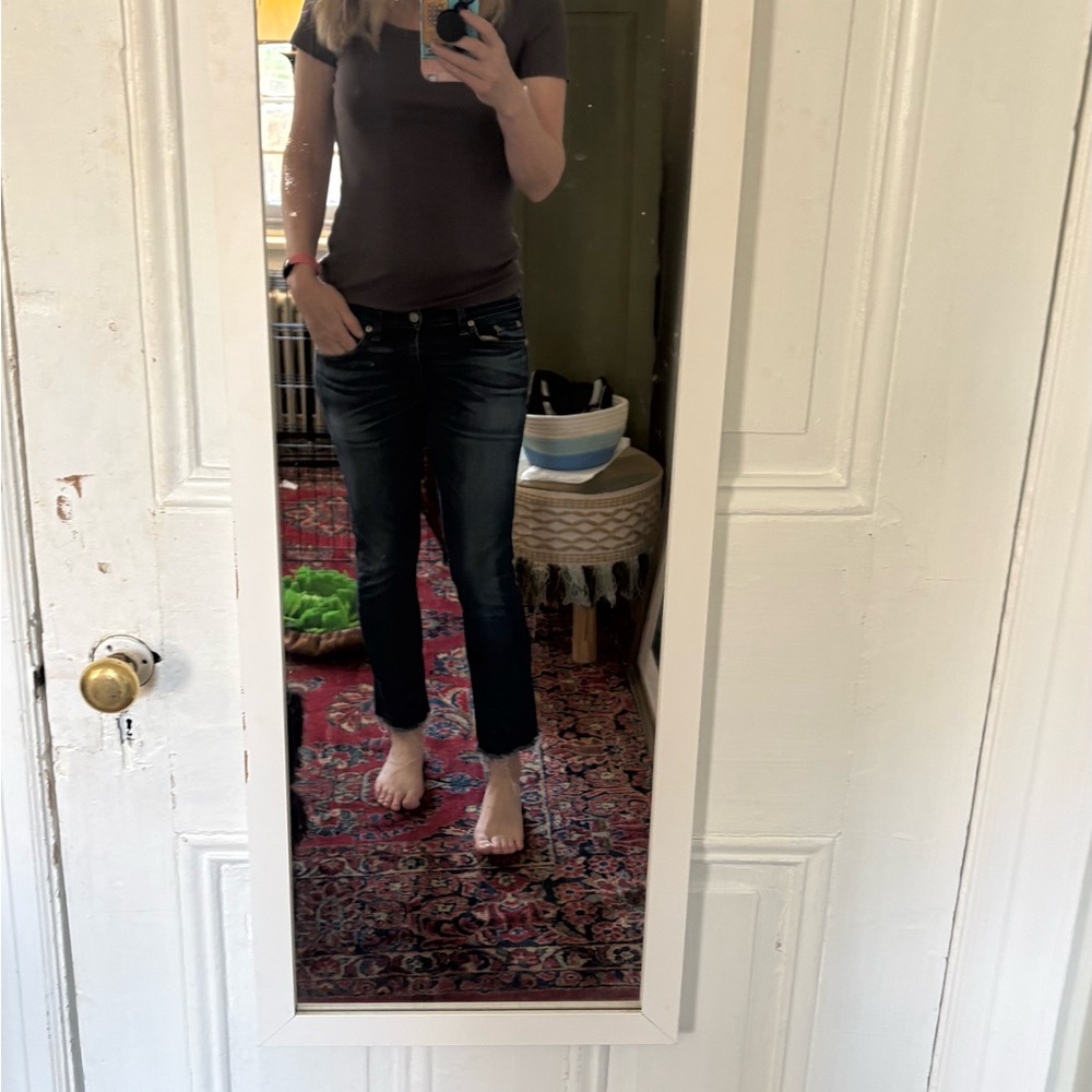 rag & bone Dark Blue Straight Leg, cropped Jeans